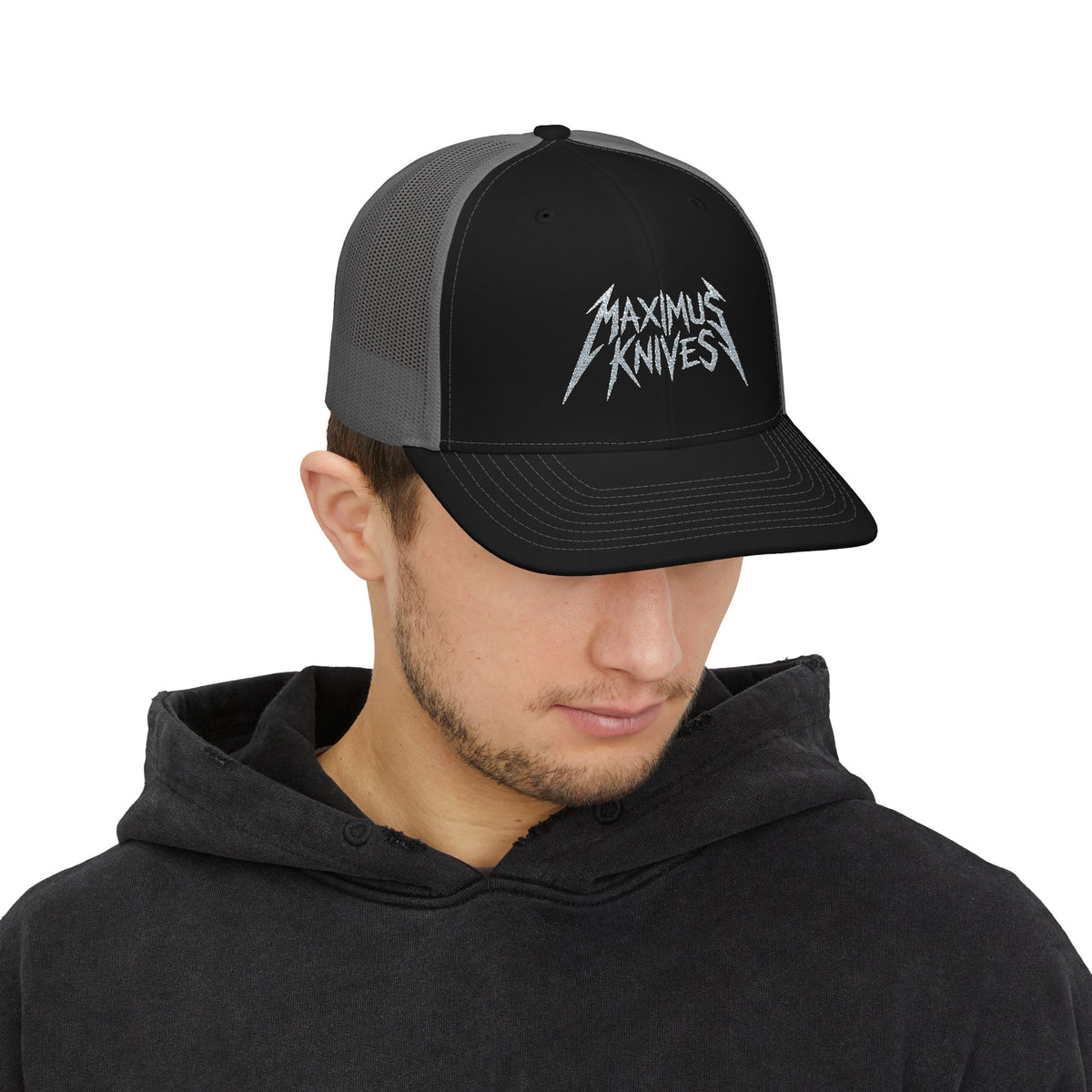 Maximus Knives Trucker Cap — Embroidered Snapback Mesh Hat