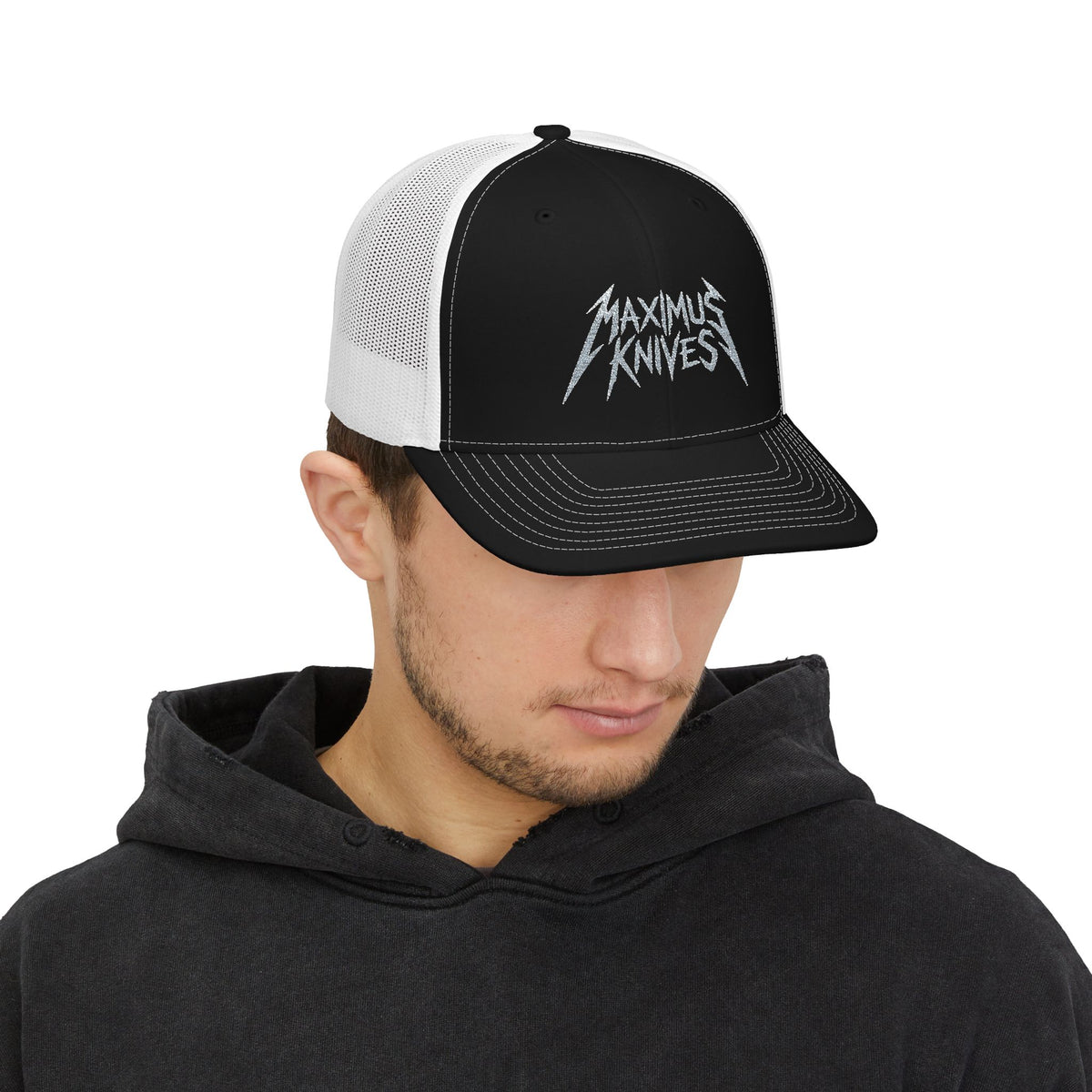 Maximus Knives Trucker Cap — Embroidered Snapback Mesh Hat