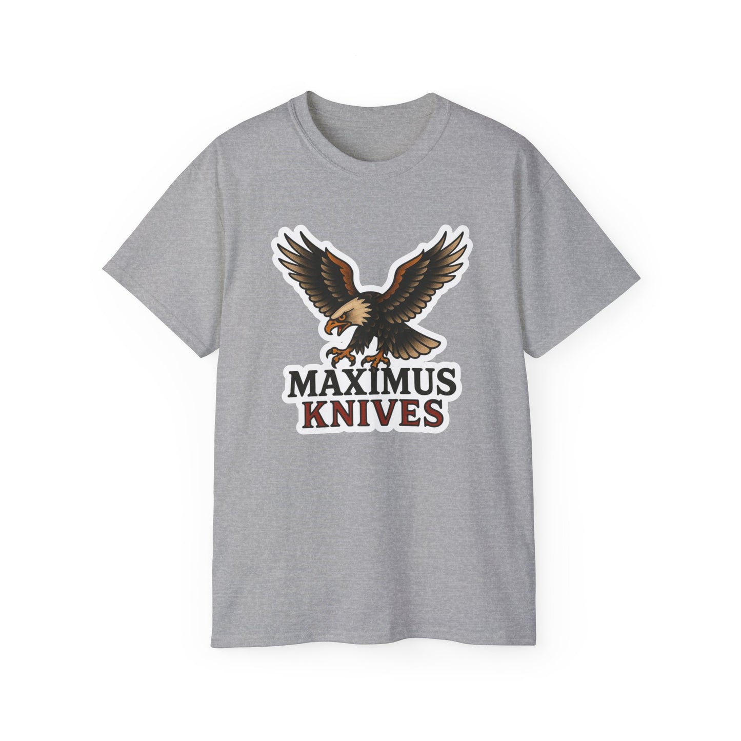 Maximus Knives Eagle Graphic Tee, Unisex Cotton T-Shirt, Perfect Gift for Knife Enthusiasts, Vintage Style Shirt